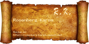 Rosenberg Karsa névjegykártya